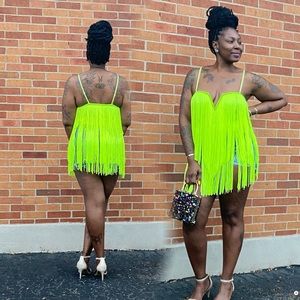 Body suit with fringe